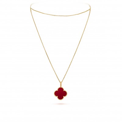 VAN CLEEF & ARPELS MAGIC ALHAMBRA LONG NECKLACE, 1 MOTIF - YELLOW GOLD, CARNELIAN  VCARO49N00